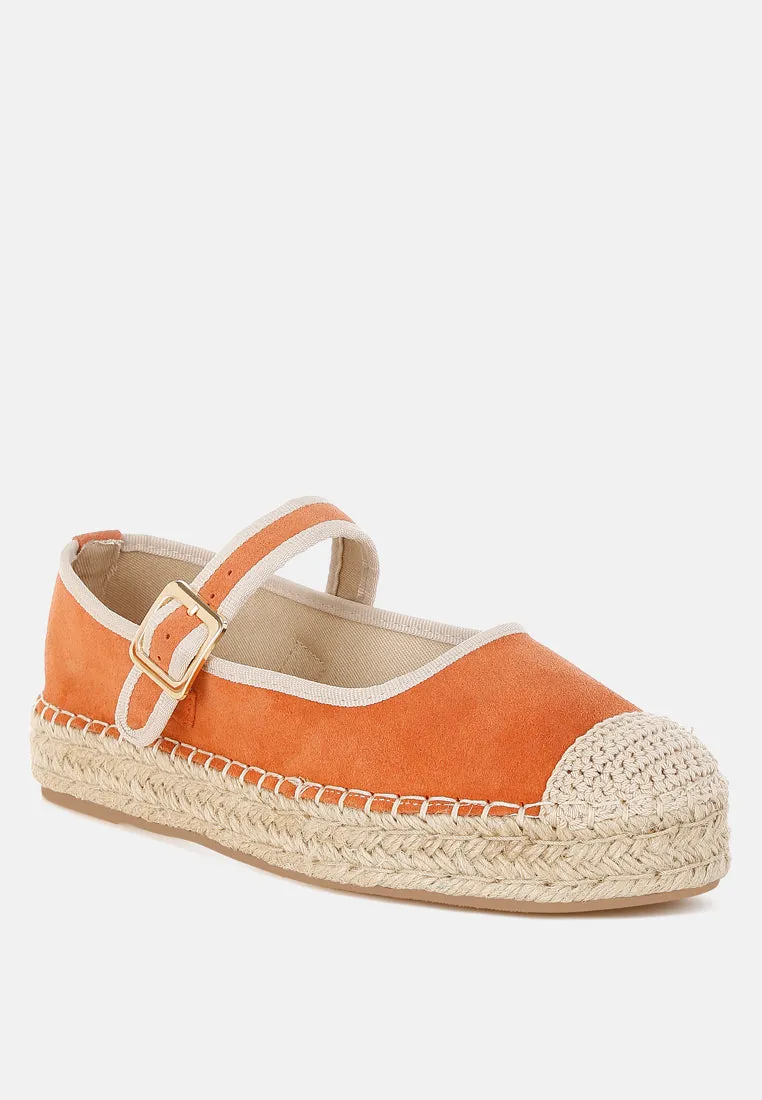 Soft Suede Leather Mary Jane Espadrilles By RUW