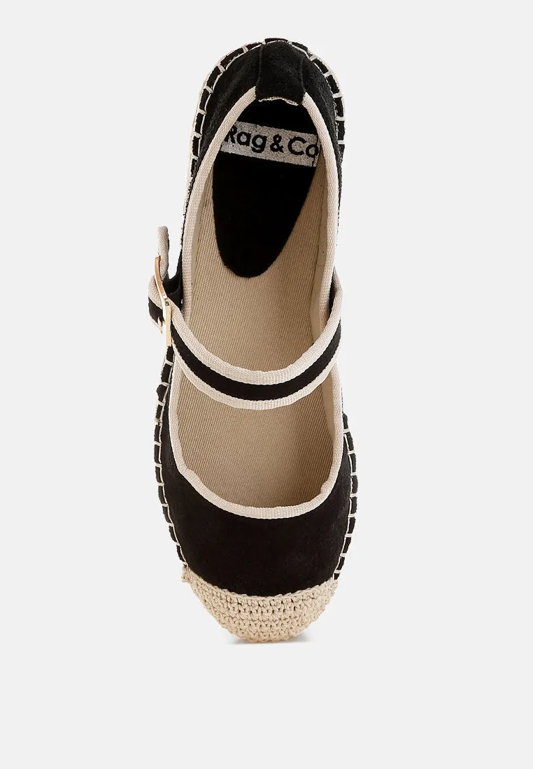 Soft Suede Leather Mary Jane Espadrilles By RUW