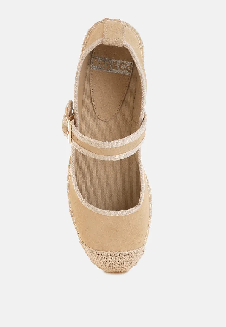 Soft Suede Leather Mary Jane Espadrilles By RUW