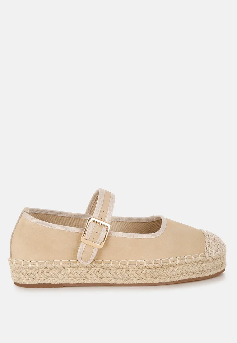 Soft Suede Leather Mary Jane Espadrilles By RUW