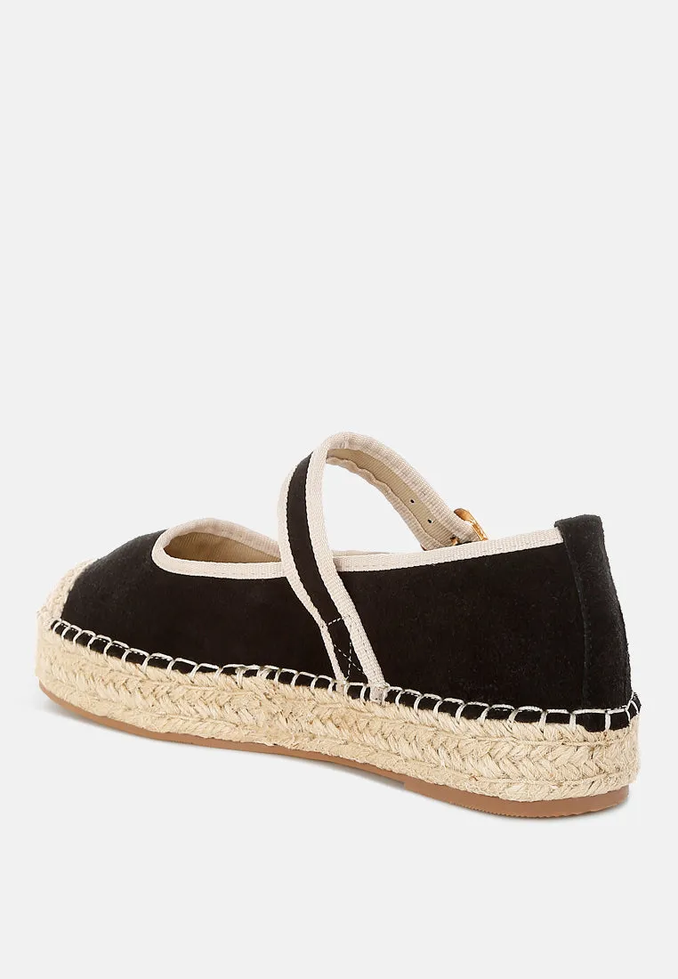 Soft Suede Leather Mary Jane Espadrilles By RUW