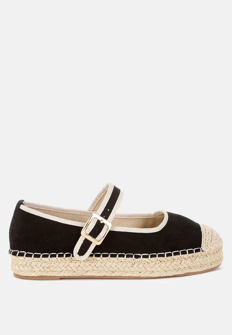 Soft Suede Leather Mary Jane Espadrilles By RUW
