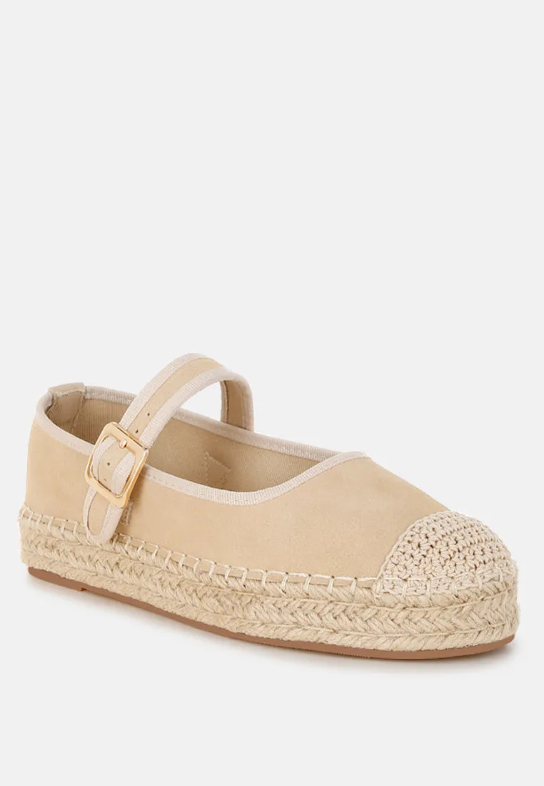 Soft Suede Leather Mary Jane Espadrilles By RUW