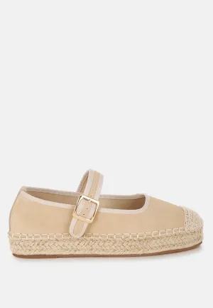 Soft Suede Leather Mary Jane Espadrilles By RUW