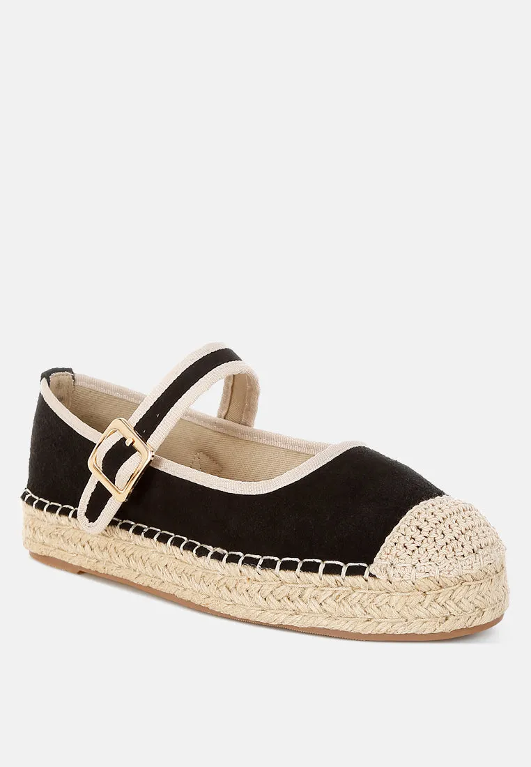 Soft Suede Leather Mary Jane Espadrilles By RUW