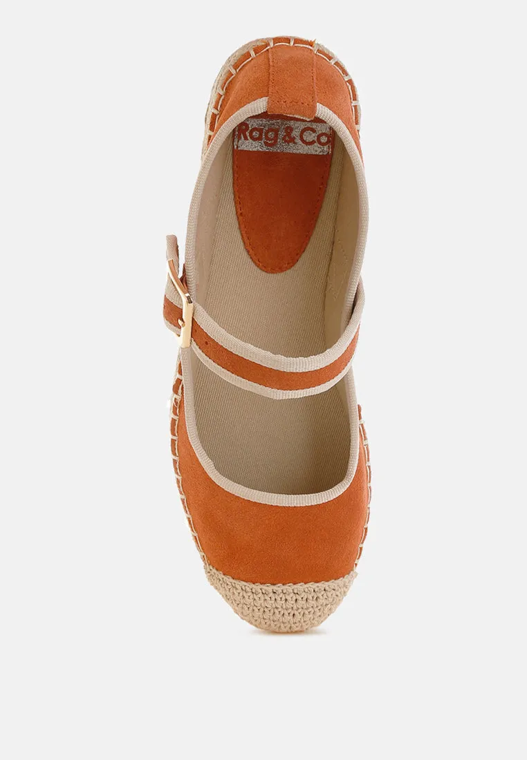 Soft Suede Leather Mary Jane Espadrilles By RUW