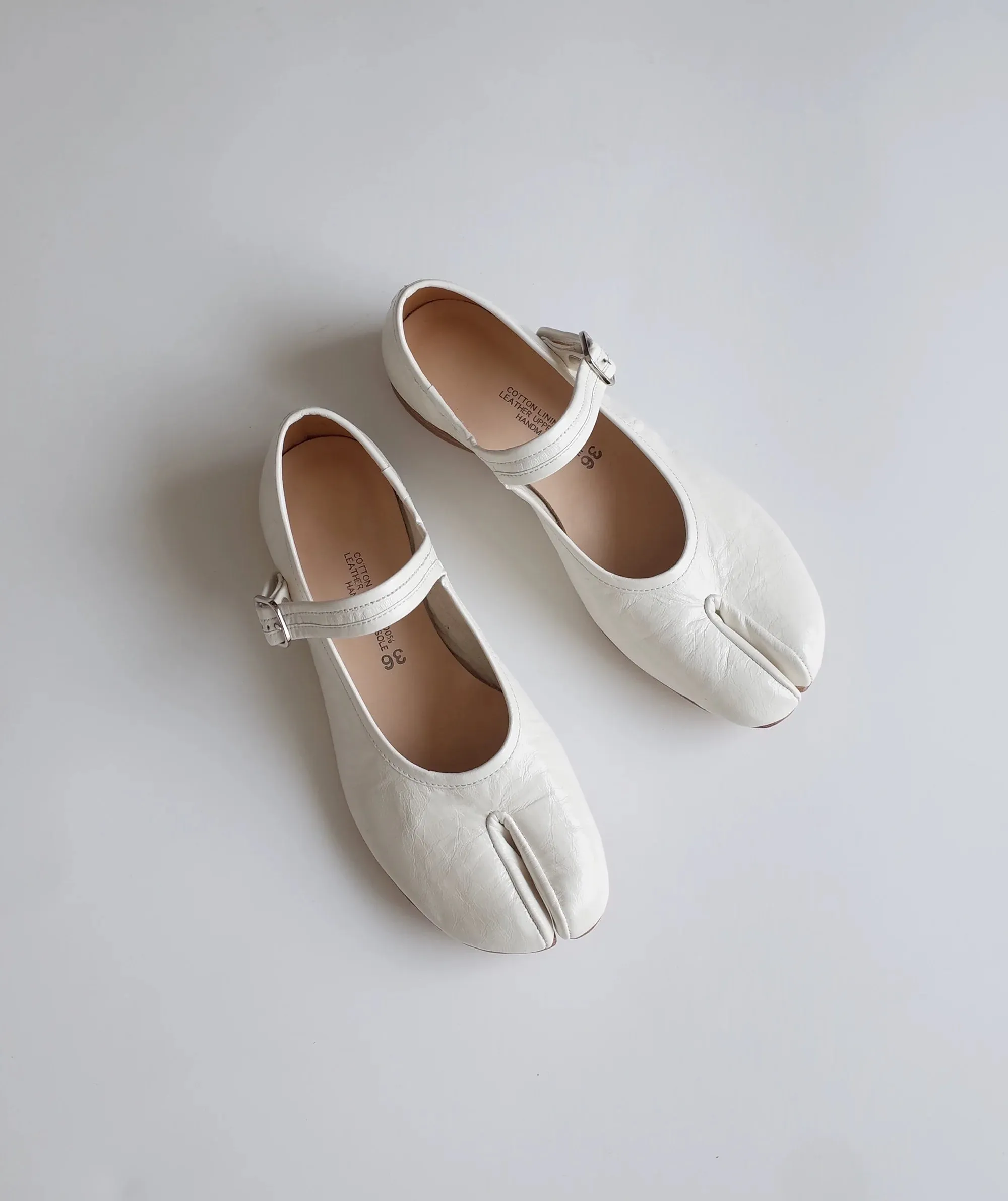 Split-Toe Leather Mary Jane Shoes