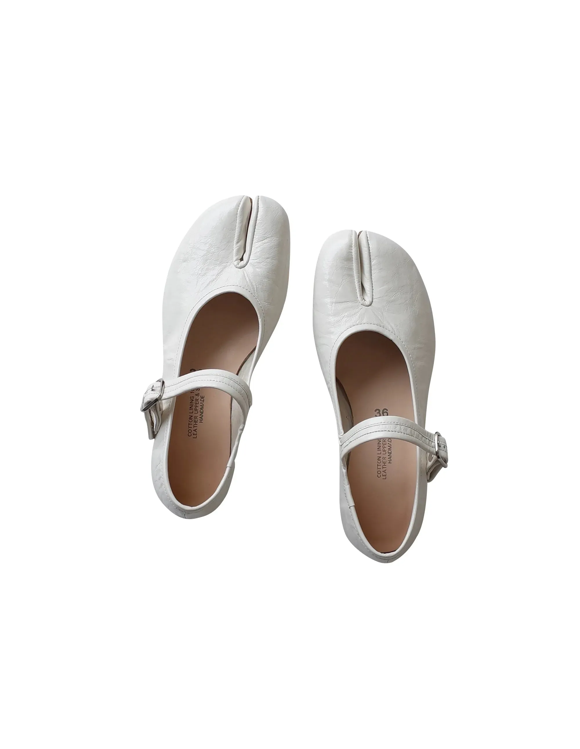 Split-Toe Leather Mary Jane Shoes