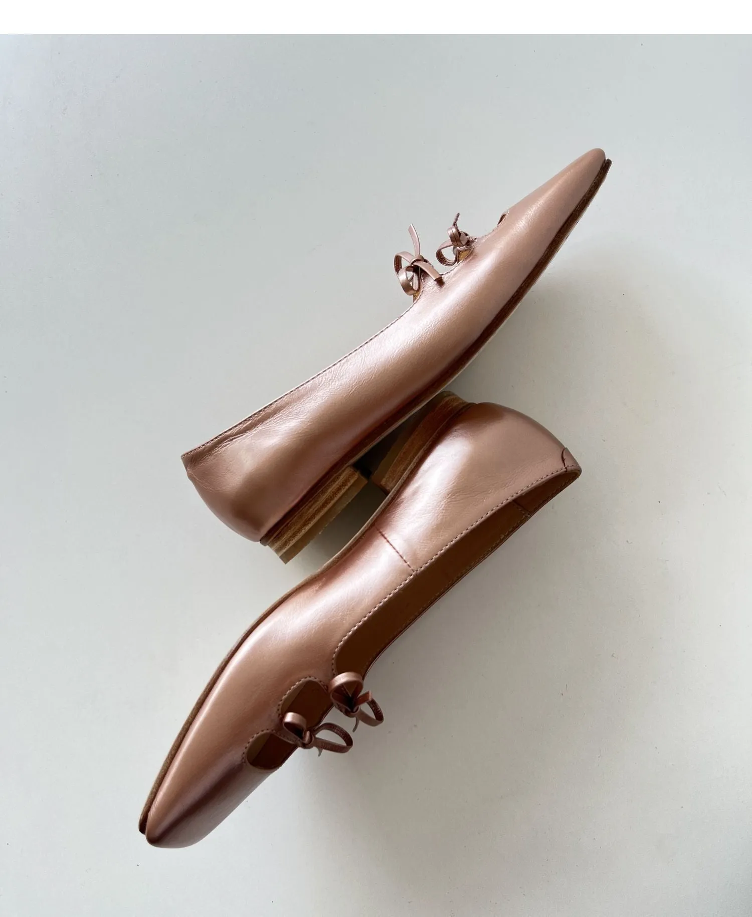 Square-Toe Bow Detail Ballet Flats