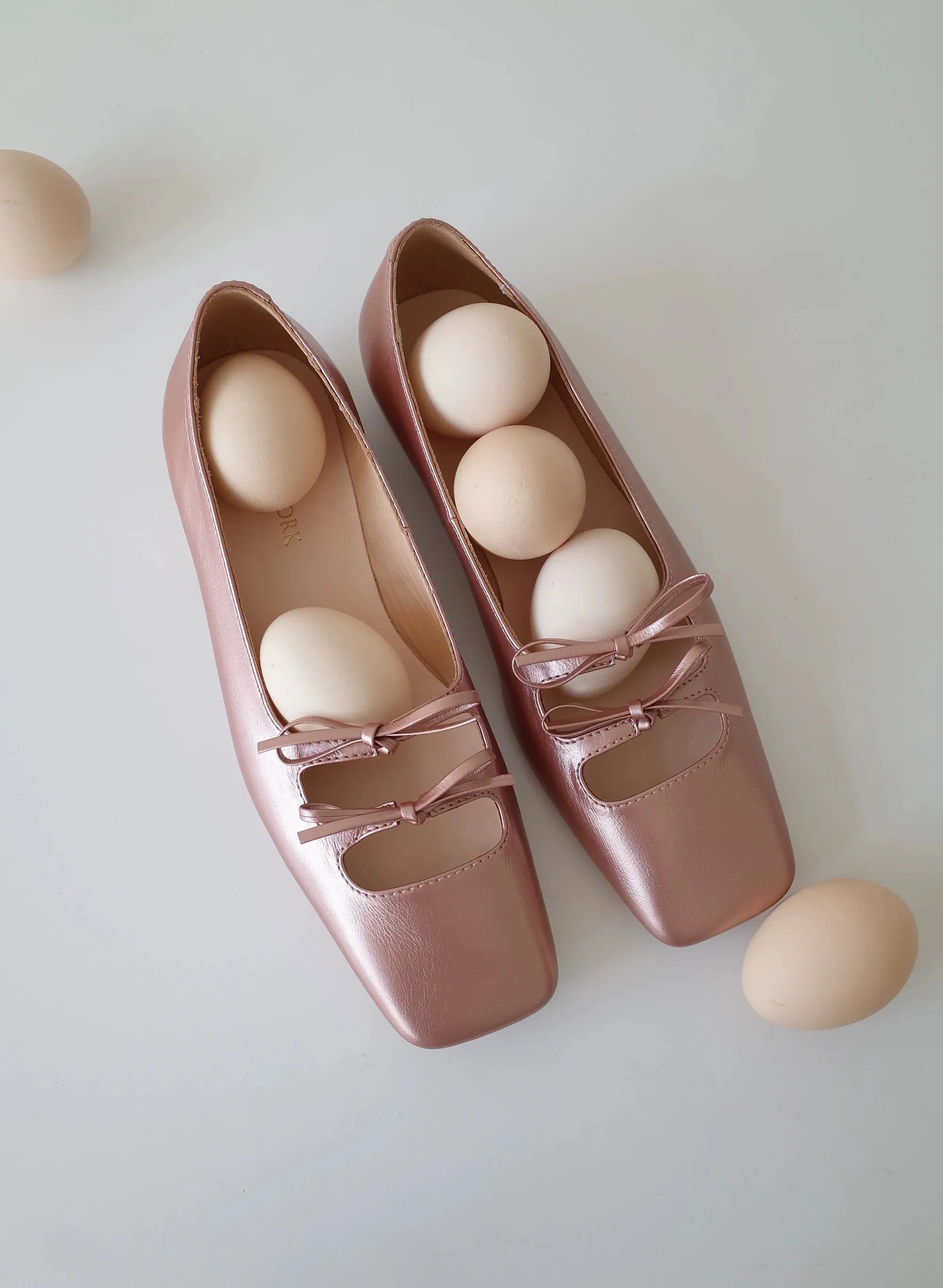 Square-Toe Bow Detail Ballet Flats