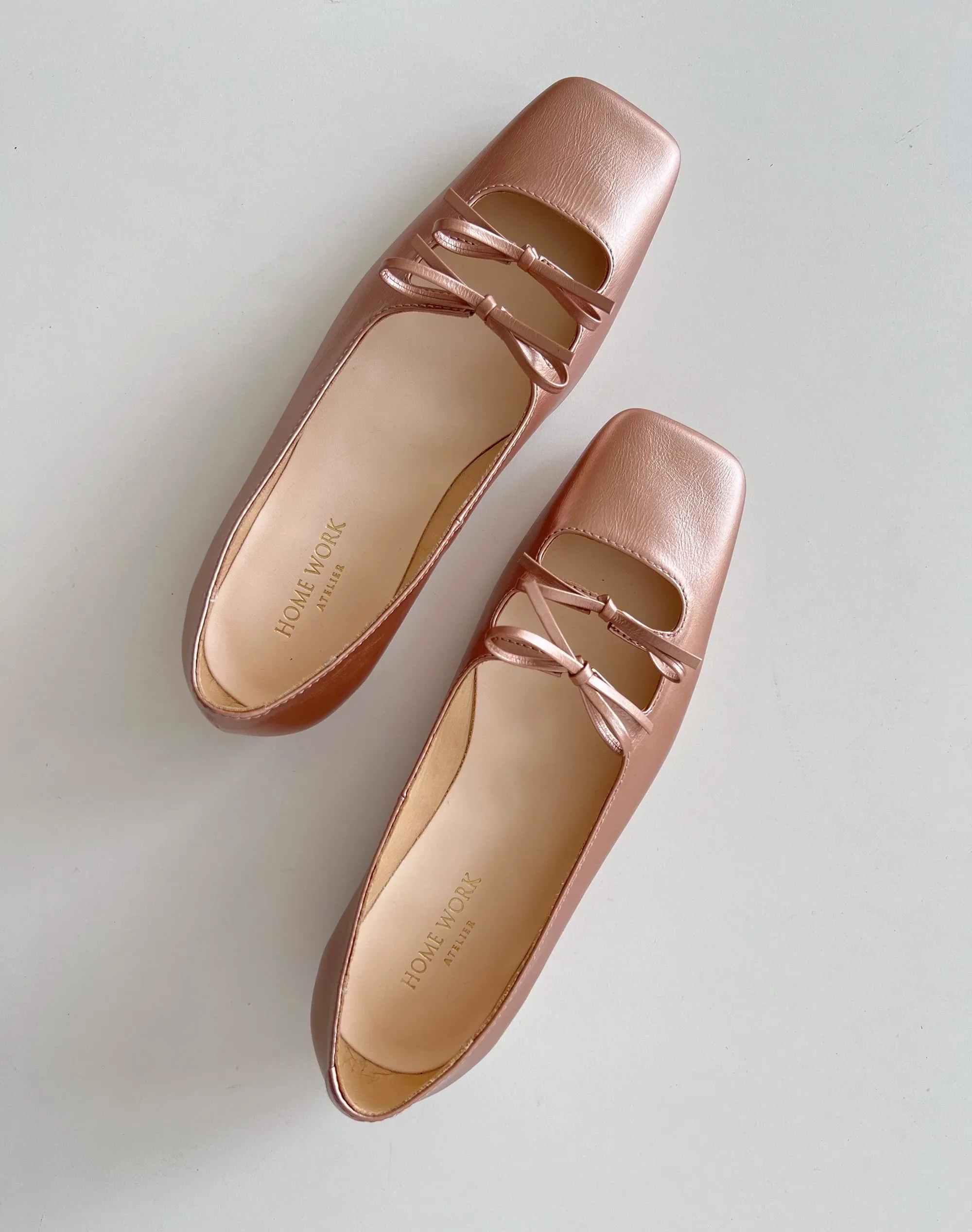 Square-Toe Bow Detail Ballet Flats