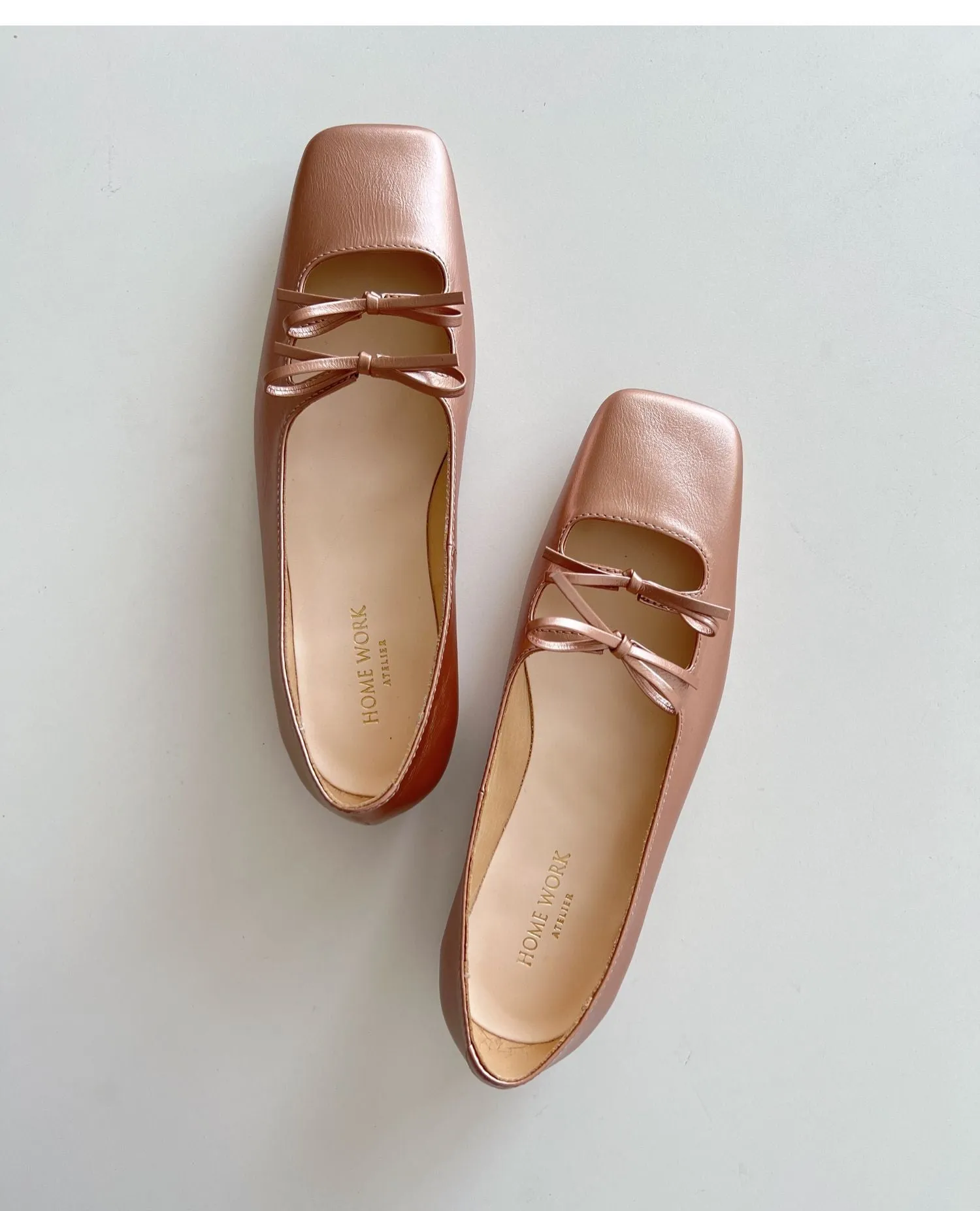 Square-Toe Bow Detail Ballet Flats