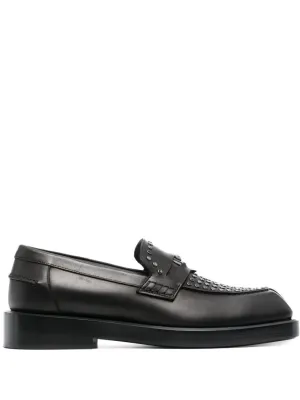 Square-Toe Studded Loafers