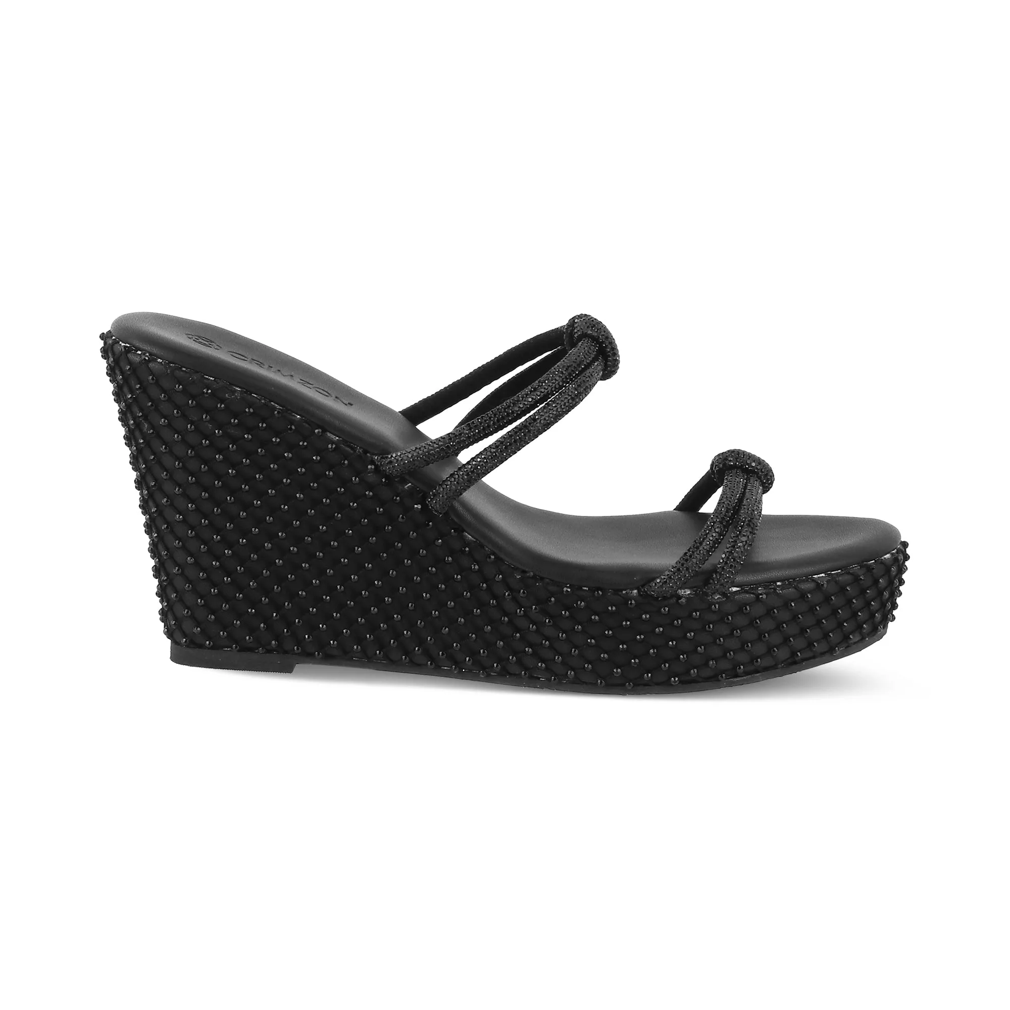 STARDUST- BLACK GLITTER WEDGES