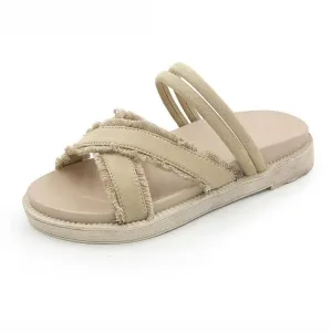 Strappy Fringe Trim Walking Sandal
