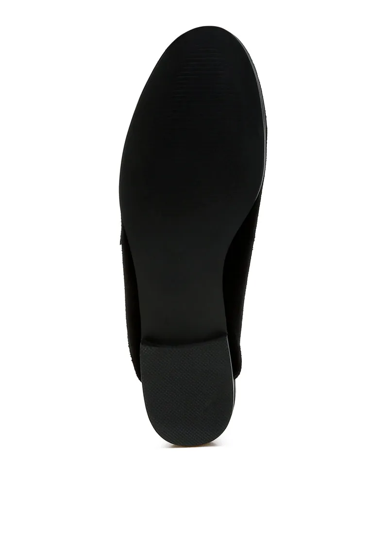 Stud Embellished Penny Strap Mules By RUW