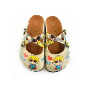 Super Hero Girl With Sunglasses and Star, Heart Shaped Clogs - CAL104