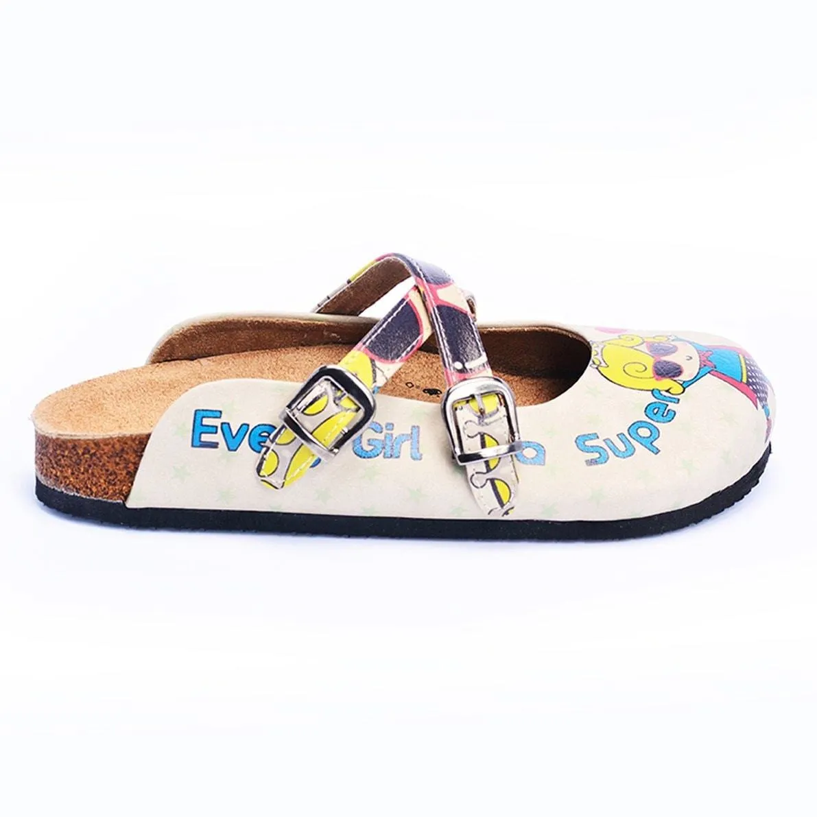 Super Hero Girl With Sunglasses and Star, Heart Shaped Clogs - CAL104