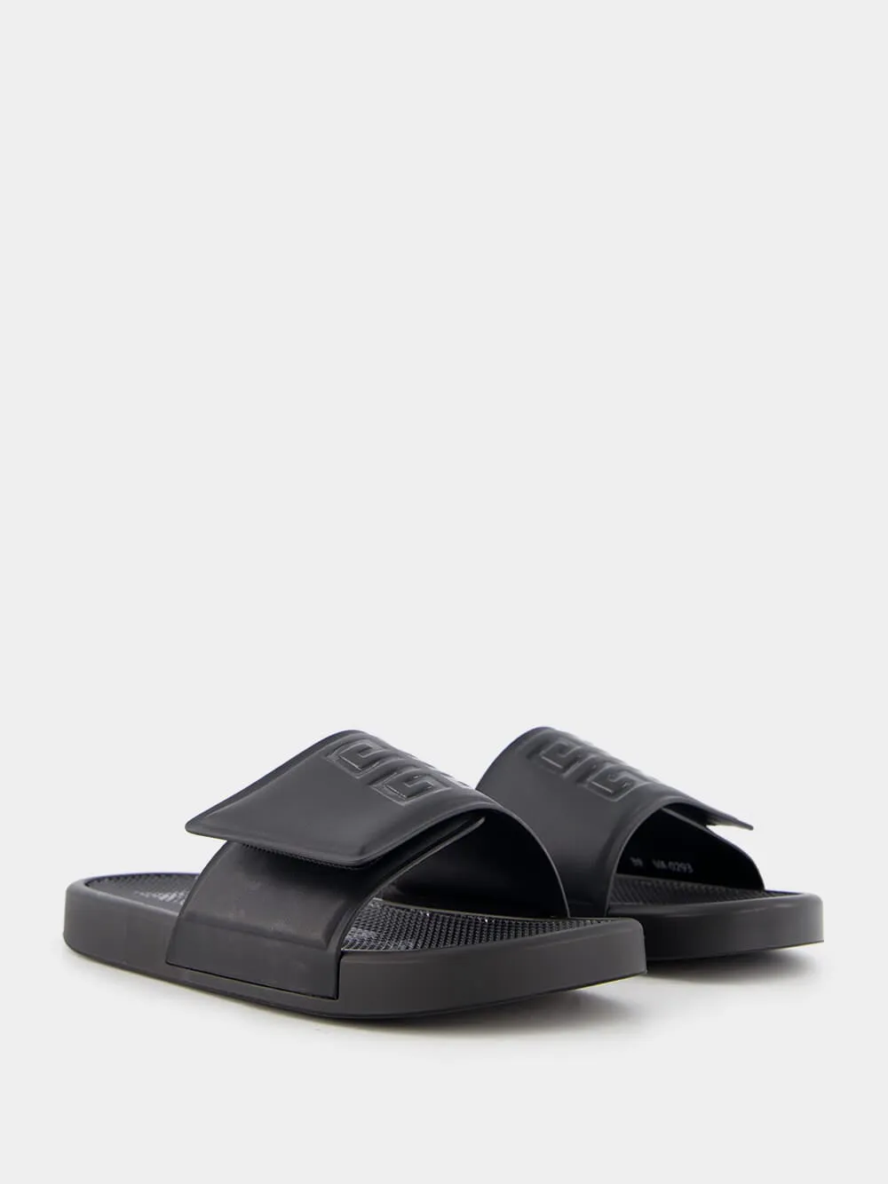 Synthetic Leather Black Slide Sandals