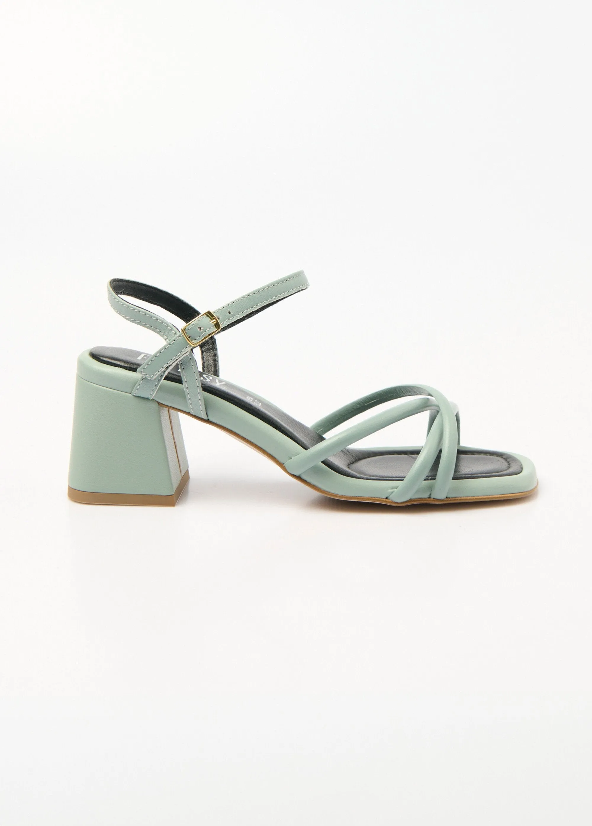 Thin strap sandals with square heel