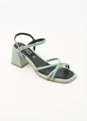 Thin strap sandals with square heel