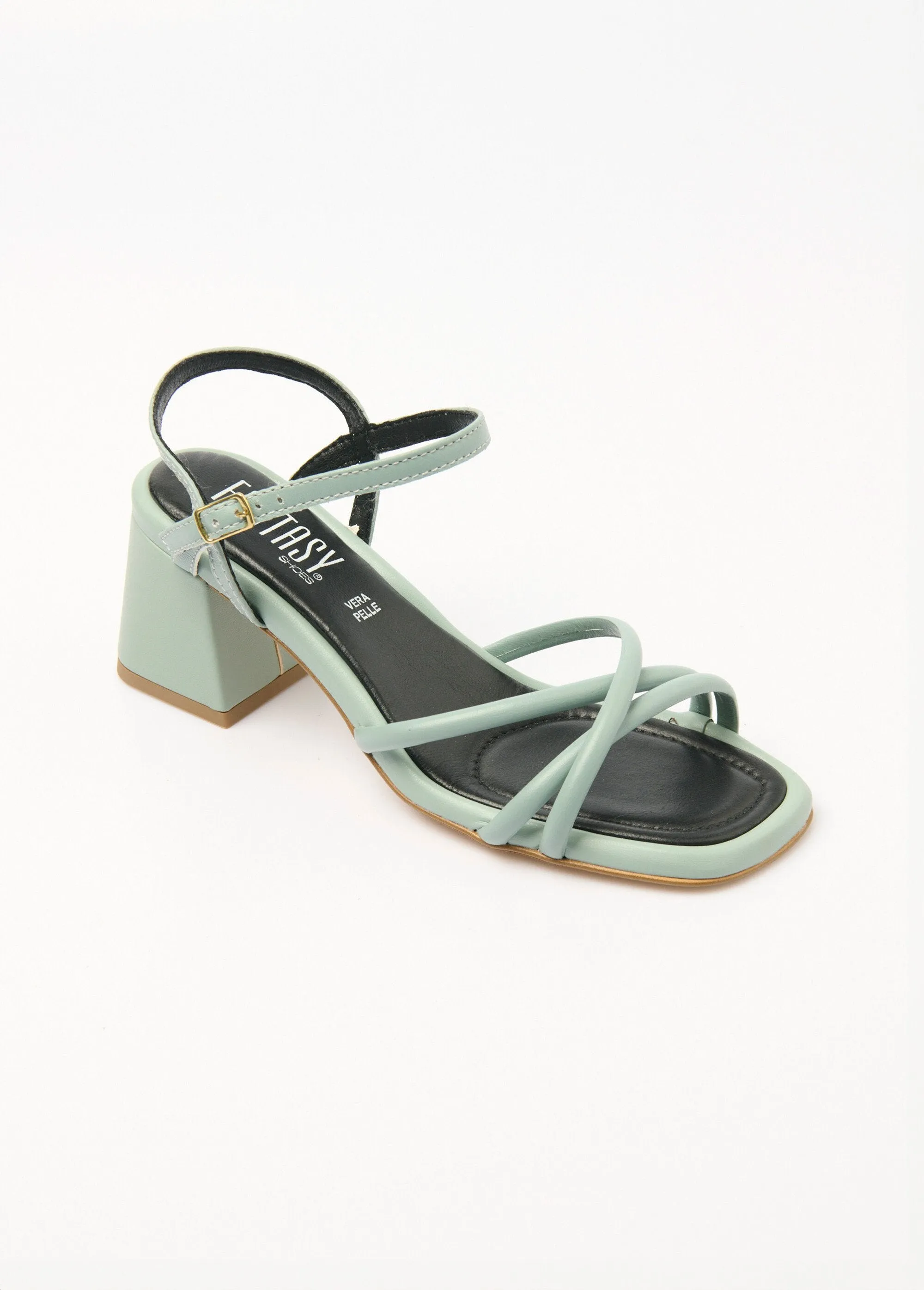 Thin strap sandals with square heel