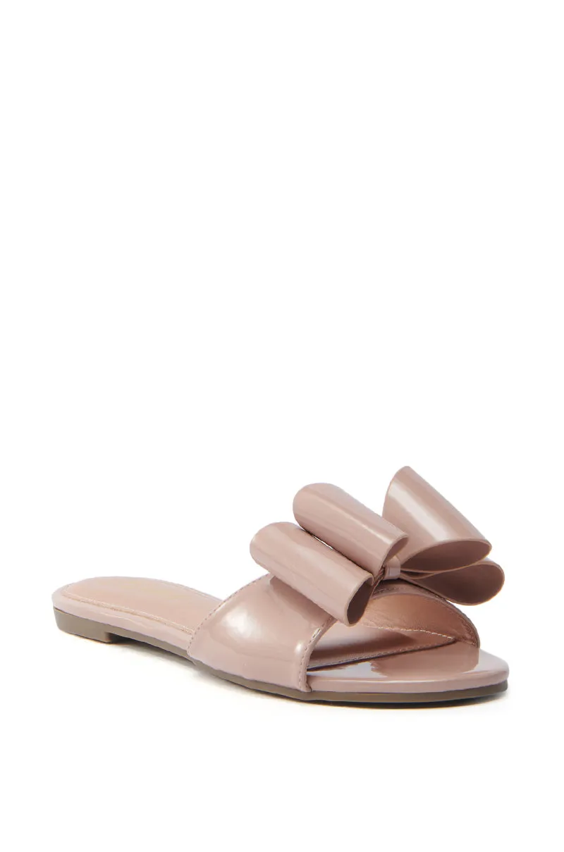 TIZZY NUDE BOW SLIP ON FLAT SANDAL