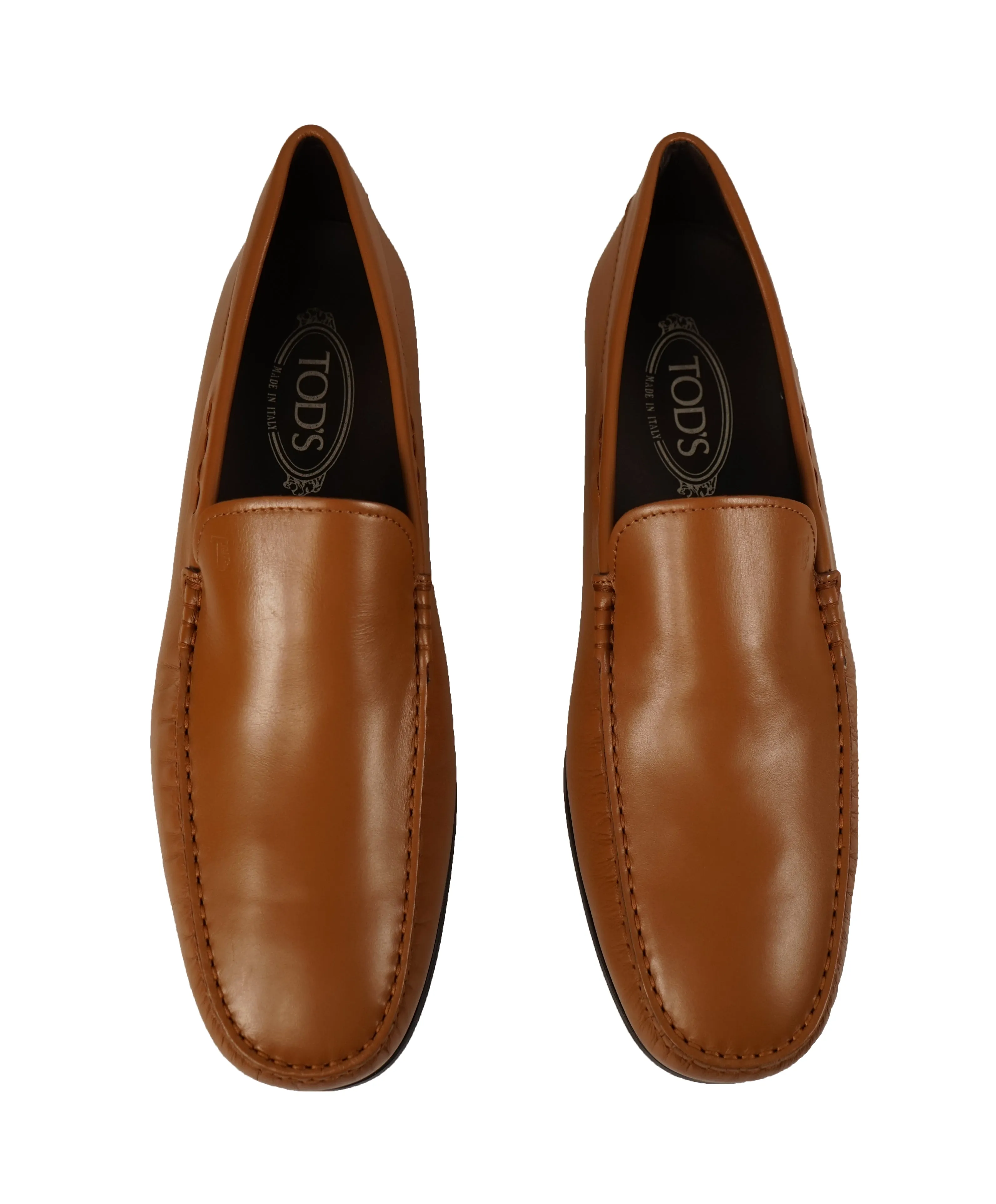 TOD’S -Brown “LOGO Gommini” Vamp Engraved Italian Leather Loafers- 13