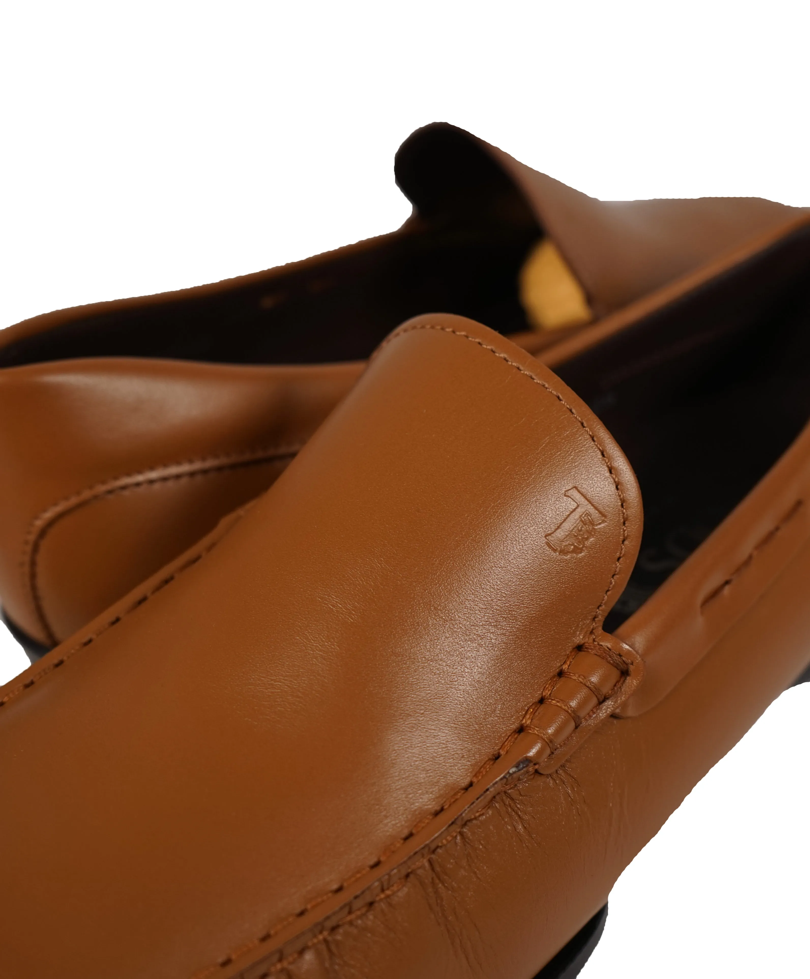 TOD’S -Brown “LOGO Gommini” Vamp Engraved Italian Leather Loafers- 13