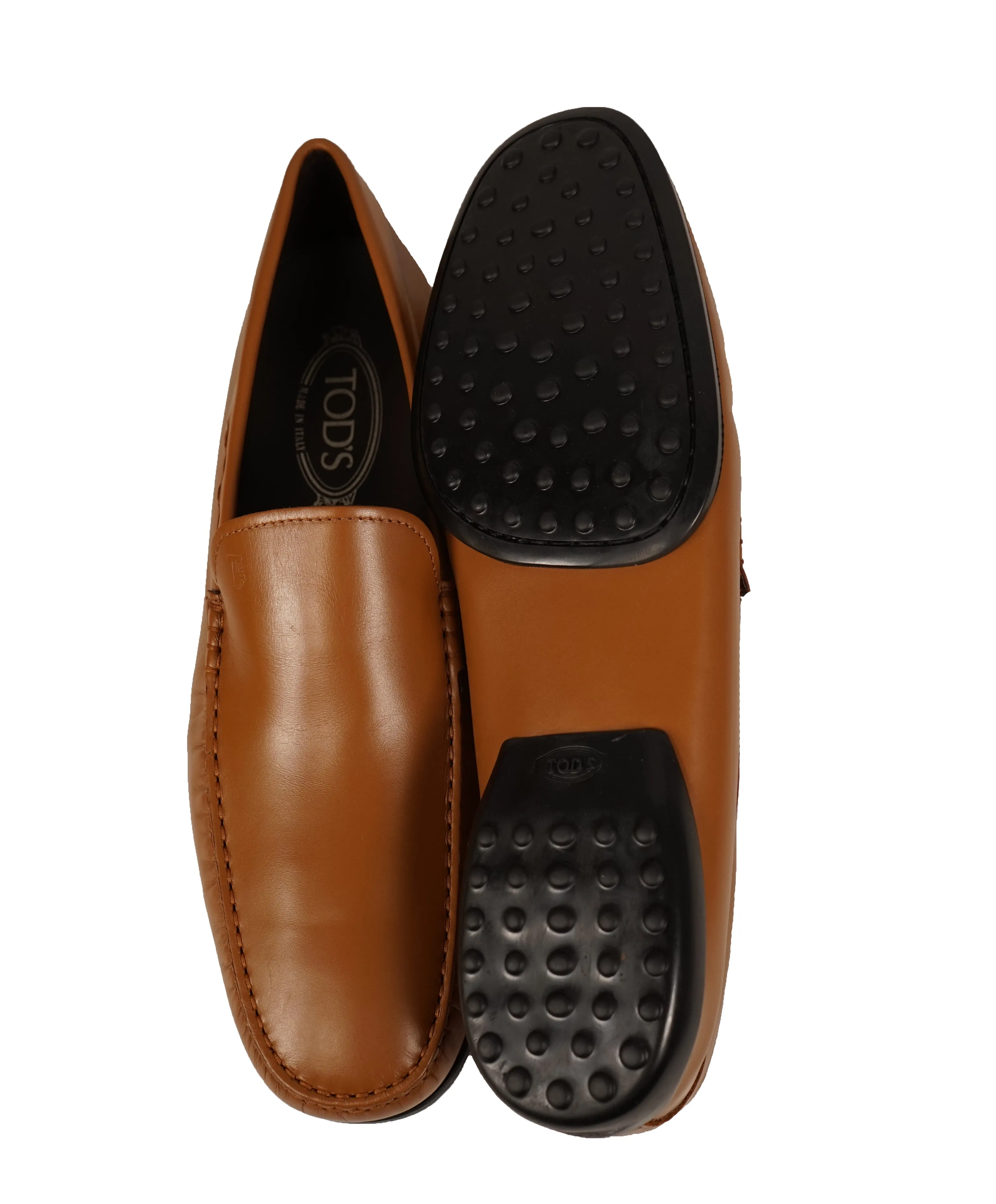 TOD’S -Brown “LOGO Gommini” Vamp Engraved Italian Leather Loafers- 13