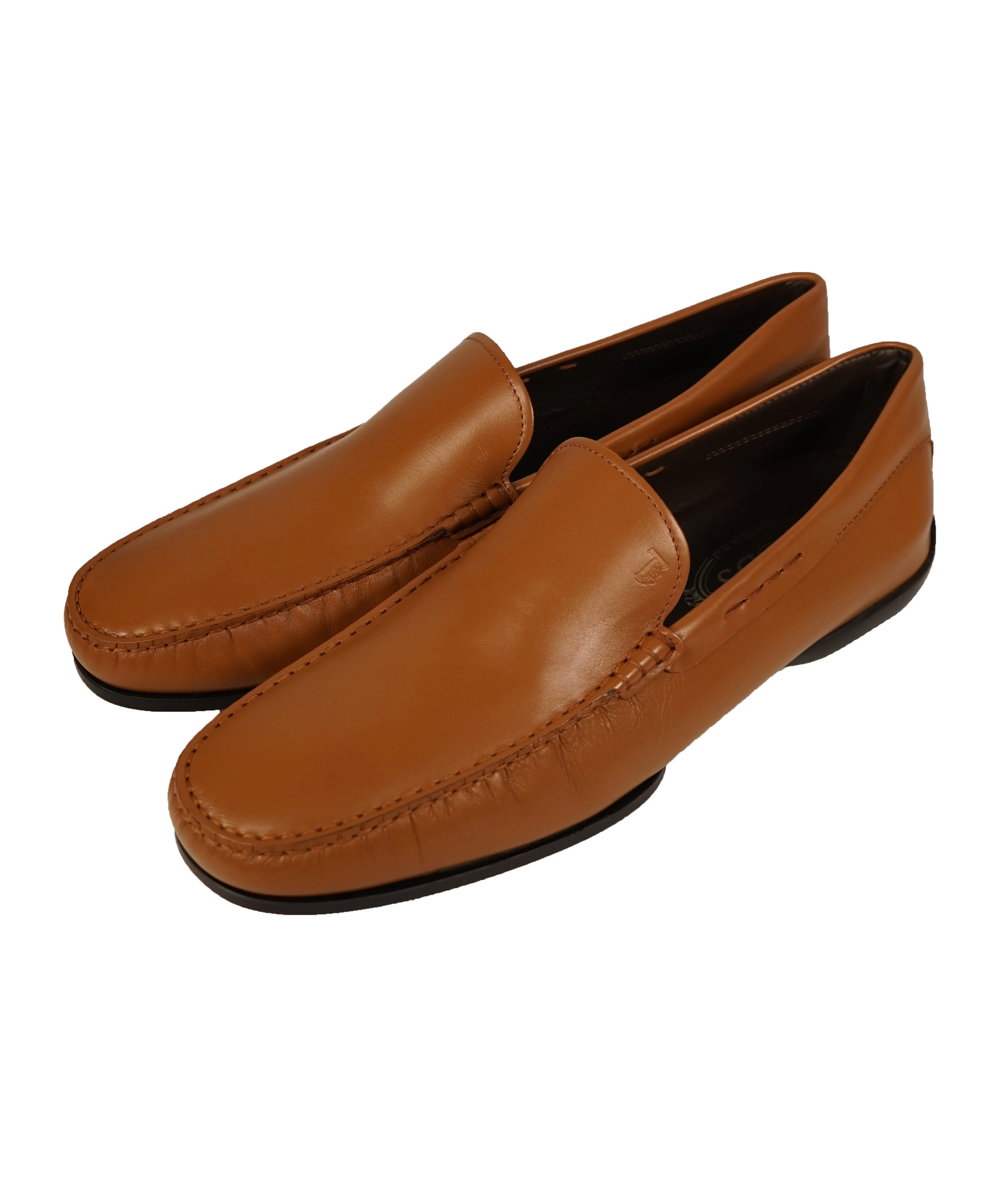 TOD’S -Brown “LOGO Gommini” Vamp Engraved Italian Leather Loafers- 13