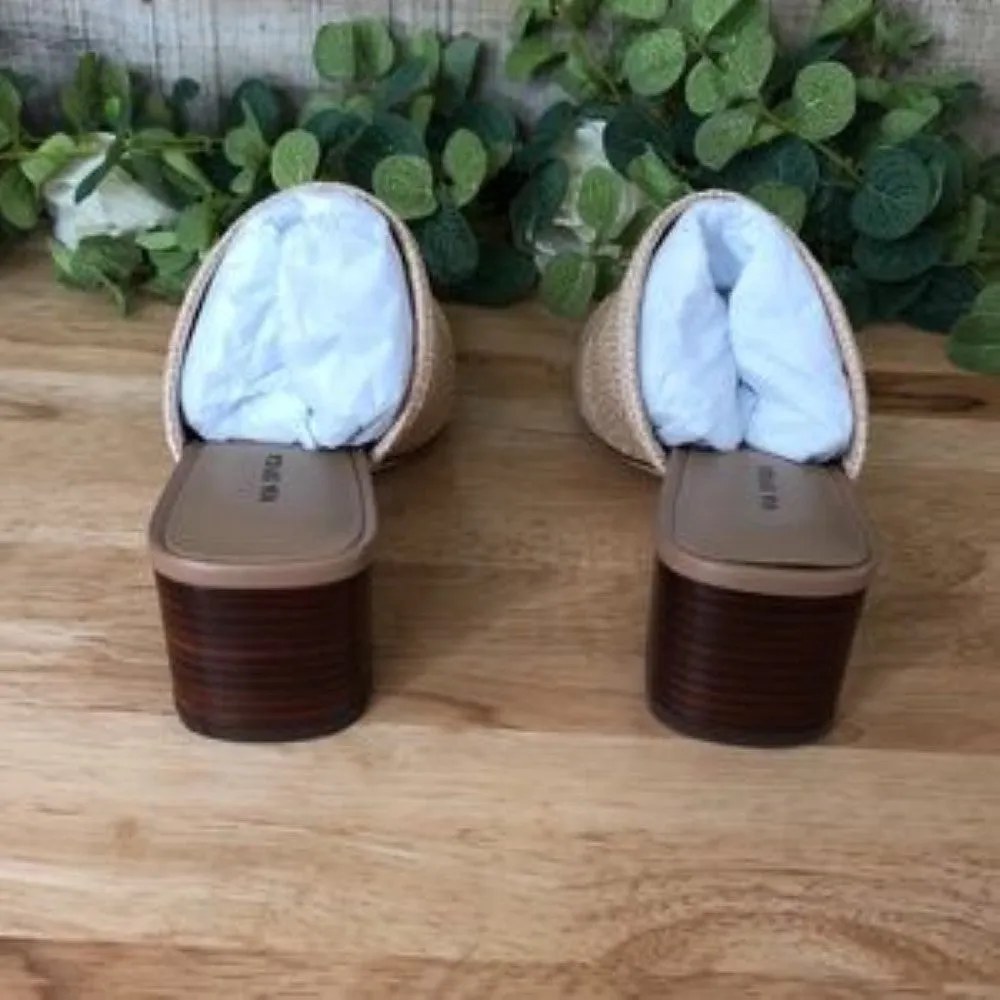 Via Spiga Mitchel 2 Woven Block Heel Mules Beige 6