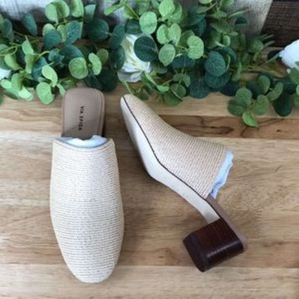 Via Spiga Mitchel 2 Woven Block Heel Mules Beige 6