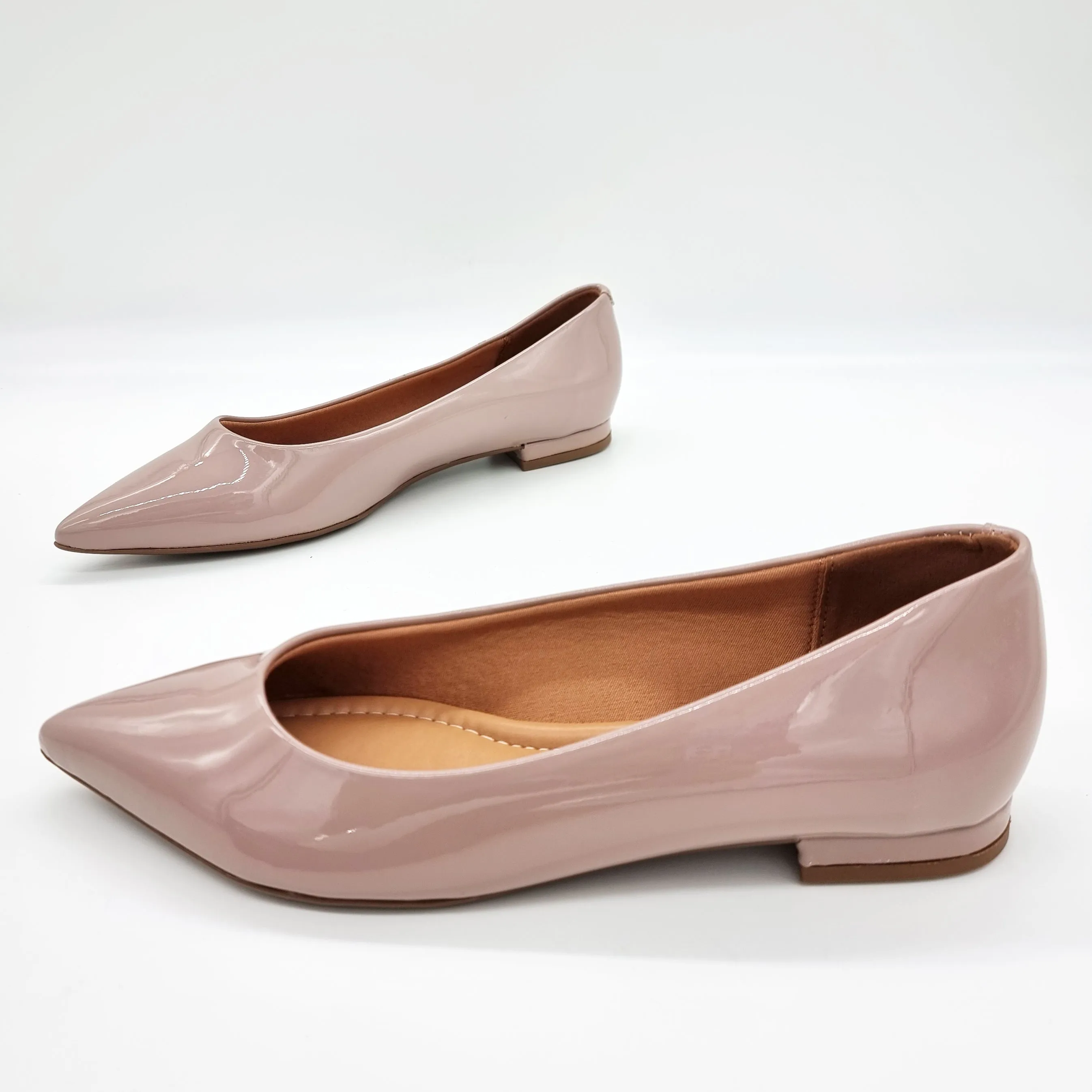 Vizzano 1206-200 Pointy Toe Flat in Taupe Patent
