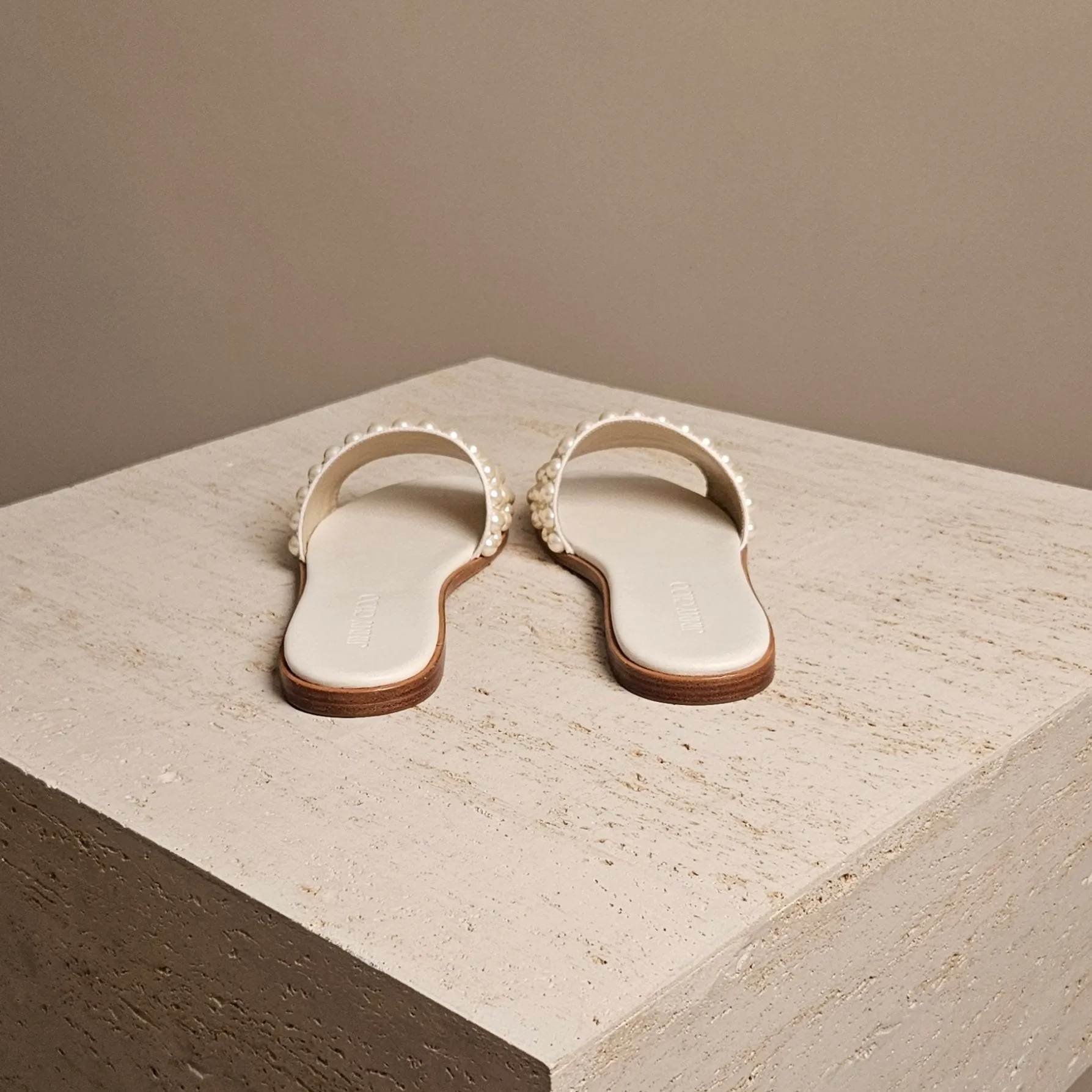 White Pearl Minea Flat Sandal