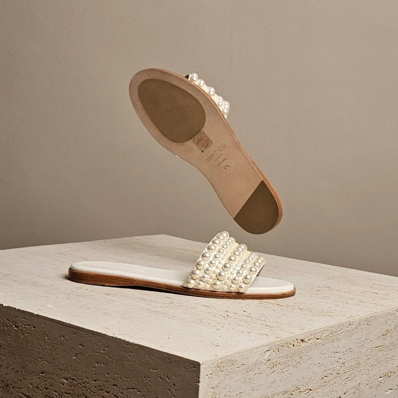 White Pearl Minea Flat Sandal