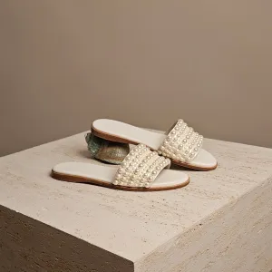 White Pearl Minea Flat Sandal