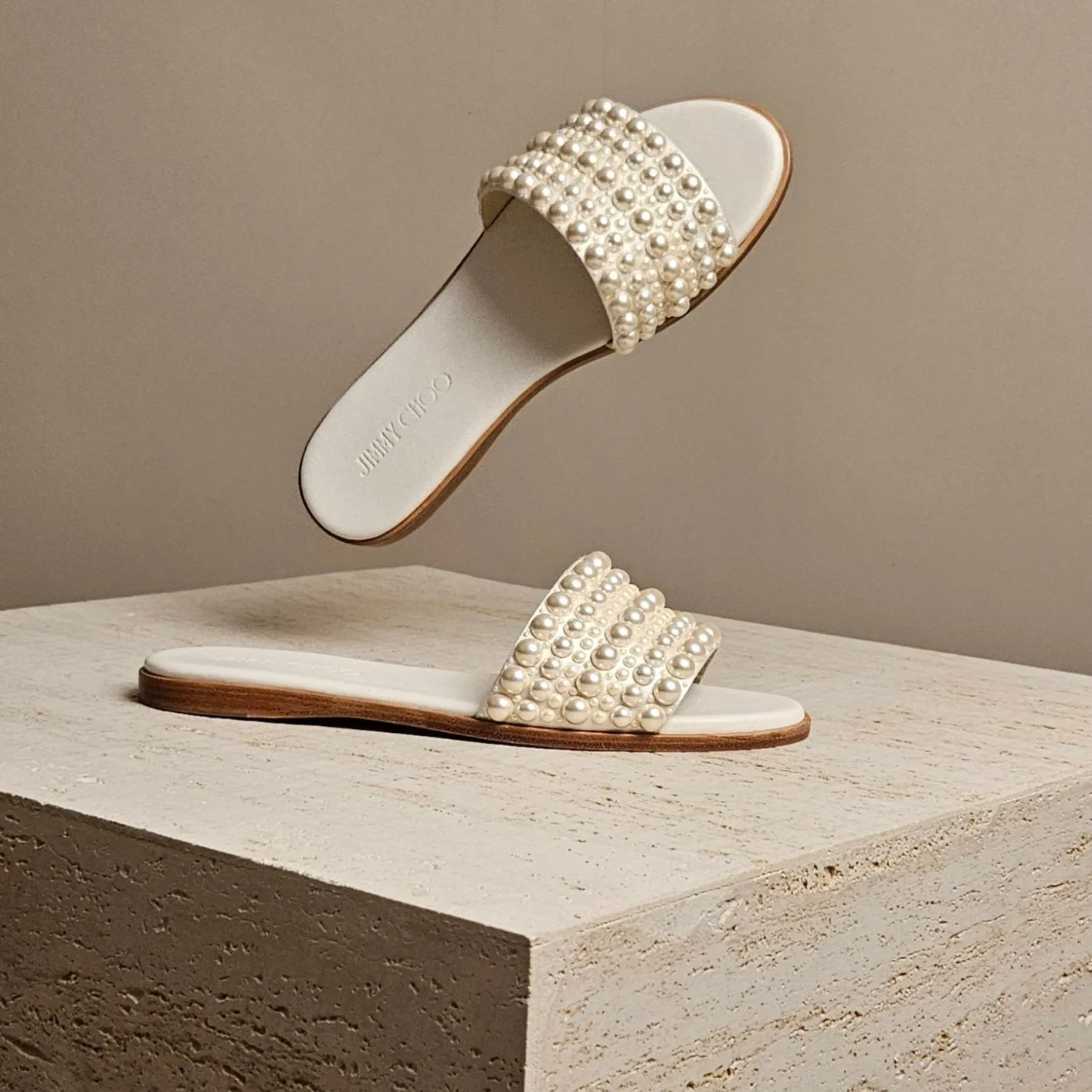White Pearl Minea Flat Sandal