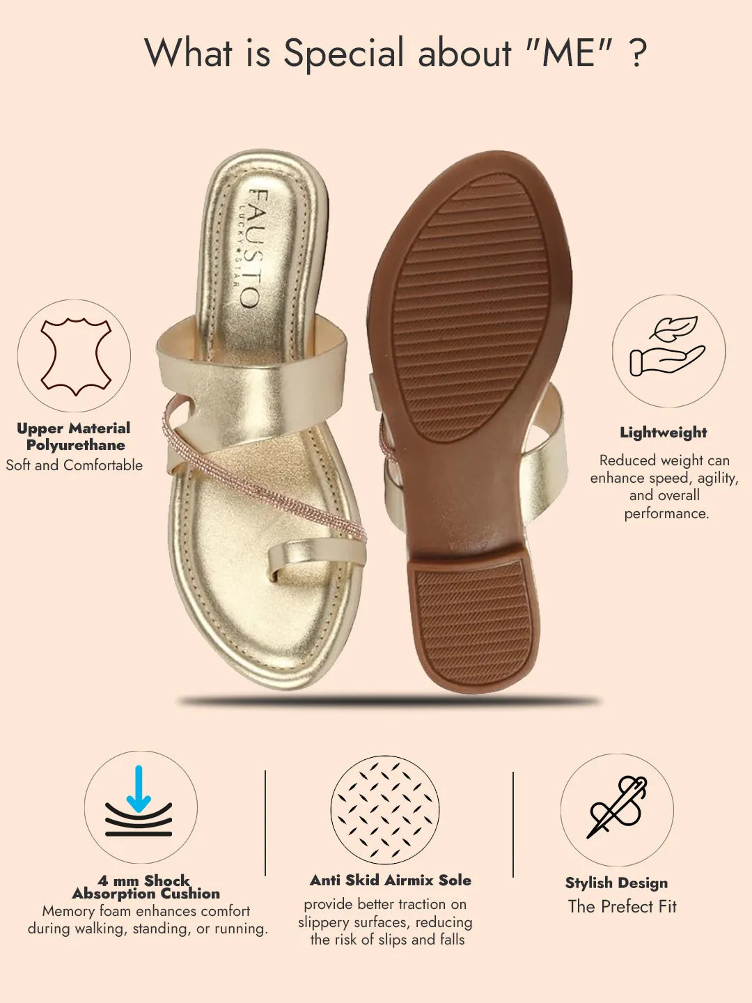 Women Gold Glossy Toe Ring Elastic Cross Strap Ethnic Slipper With Cushioned Footbed|Flat Slipper For Party|Festive|Wedding