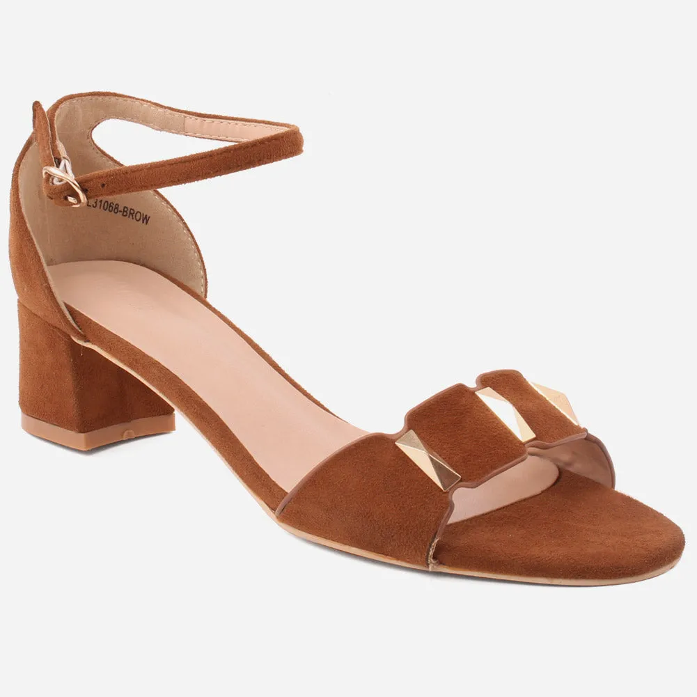 Women “NAEVA” Block Design Toe Strap Buckle Closure Sandals