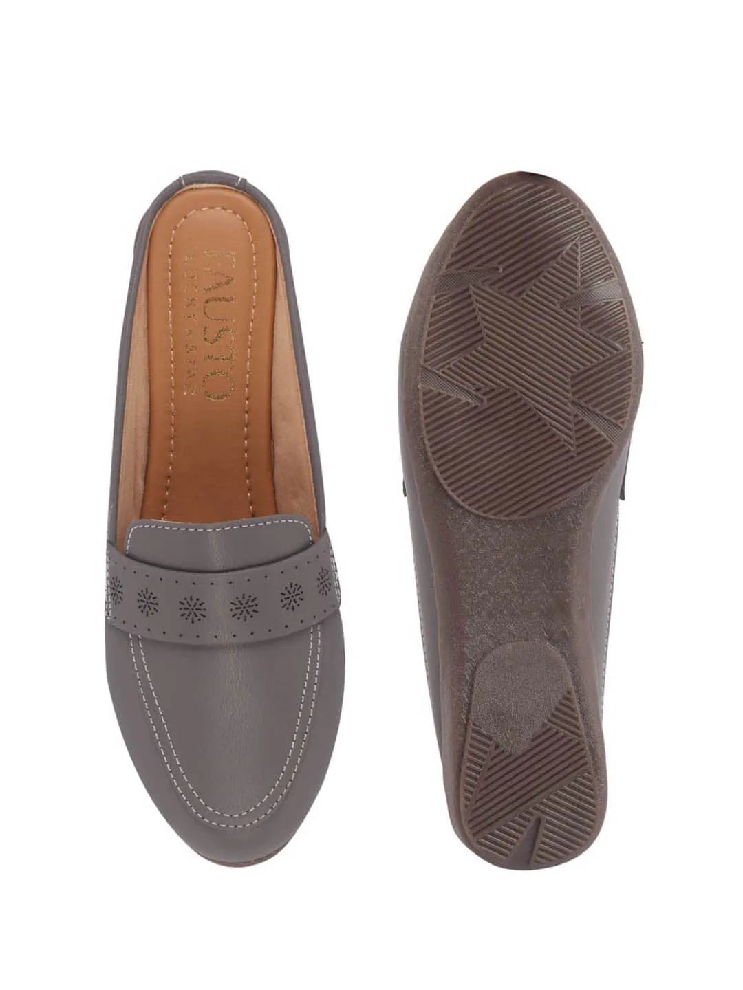 Women Perforated Strap Mule Wedge Formal Moccasin Casual Slip On Backopen Loafers Work Office Wear Shoes