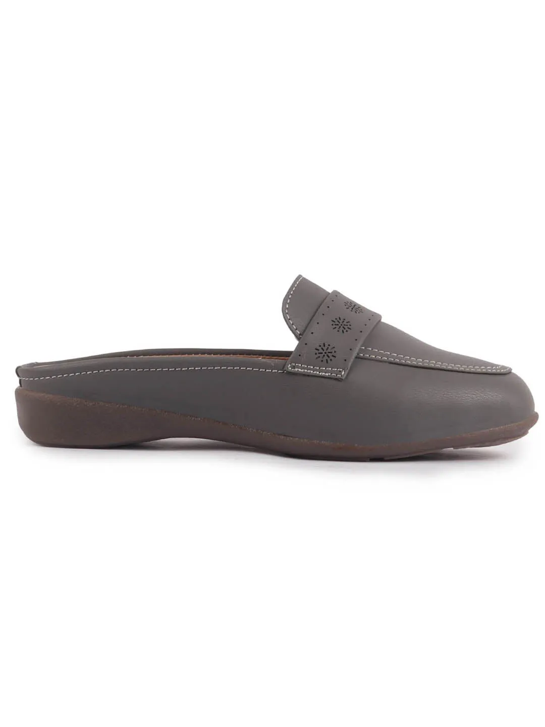 Women Perforated Strap Mule Wedge Formal Moccasin Casual Slip On Backopen Loafers Work Office Wear Shoes