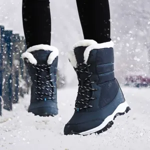 Women Warm Fur Fashion  Lace Up Platform Waterproof  Boots