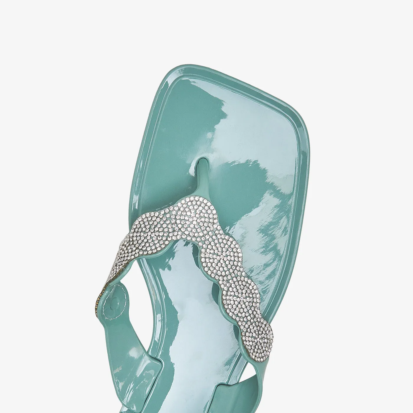 Women's Glossy Rhinestone Jellies
