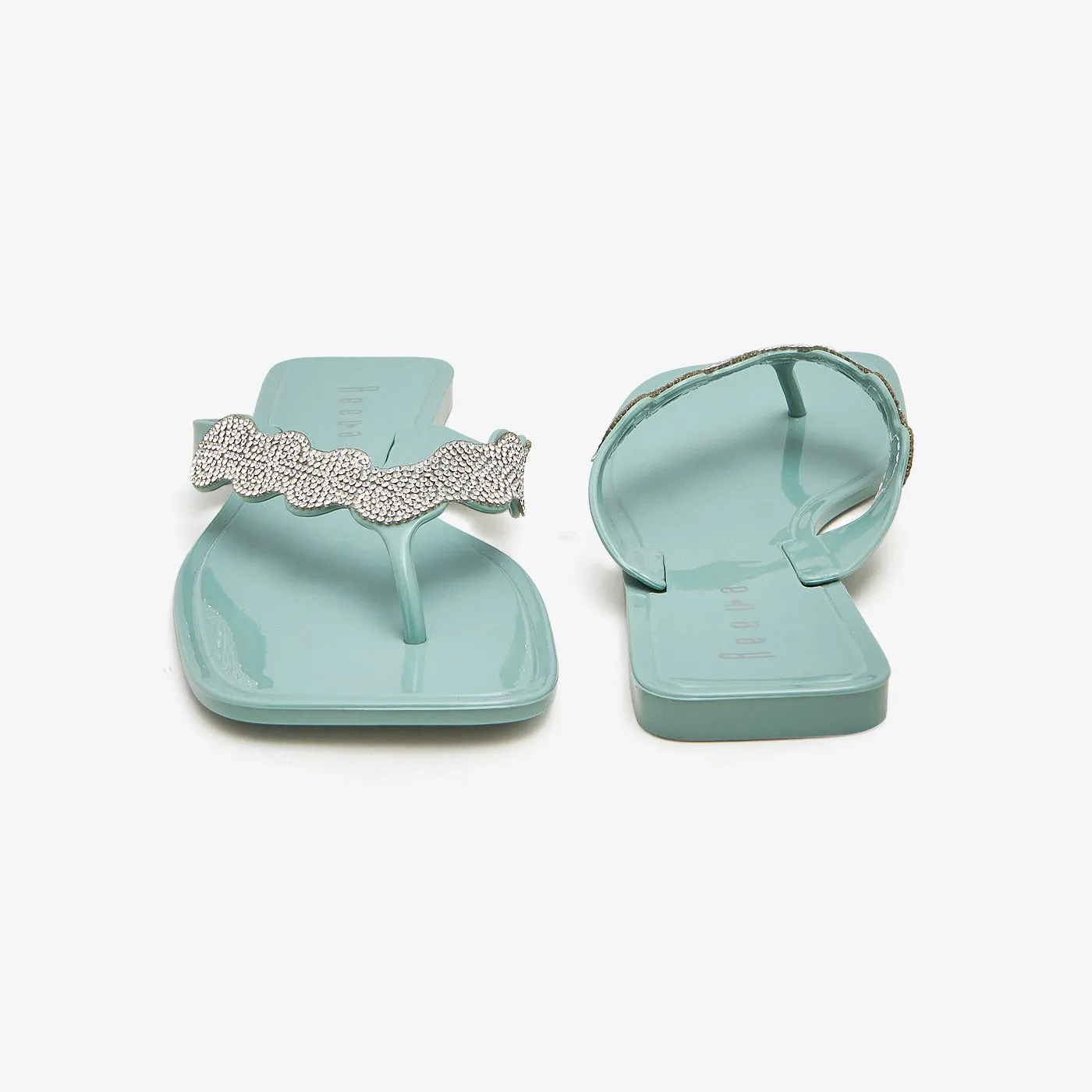 Women's Glossy Rhinestone Jellies