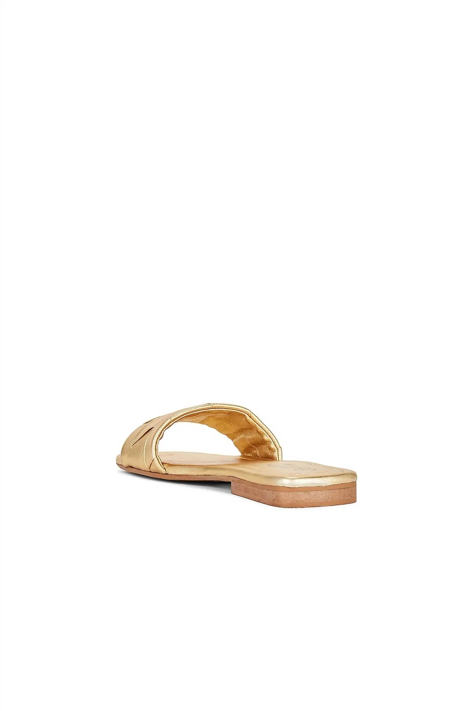 Women's Portland Leather Slide Flat Sandals In Metallic Gold