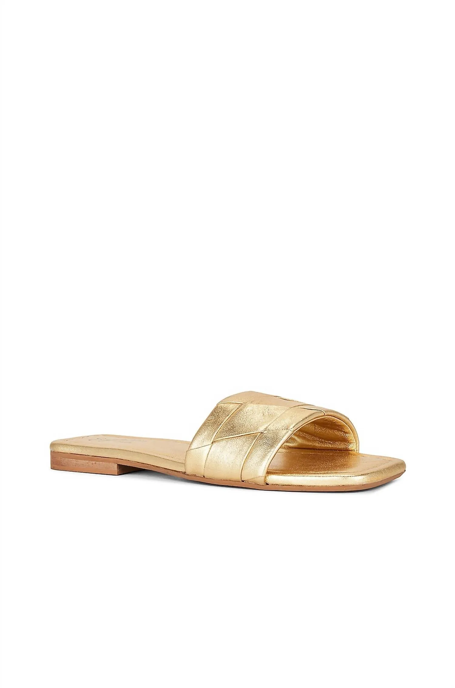 Women's Portland Leather Slide Flat Sandals In Metallic Gold