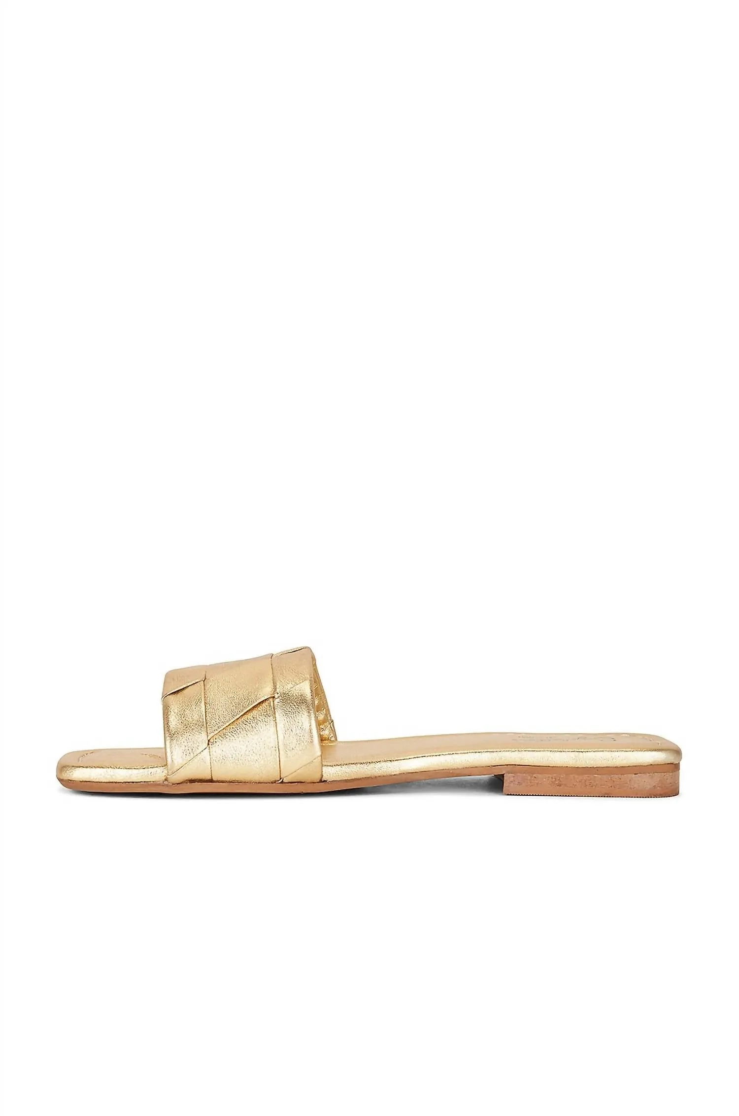 Women's Portland Leather Slide Flat Sandals In Metallic Gold